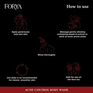 Acne Control Body Wash – 250ml Microbead Charcoal Cleanse