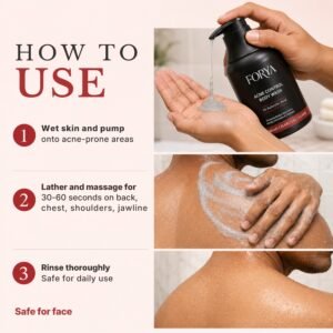 Forya Acne Control Body Wash with Salicylic Acid & Charcoal – 250ml