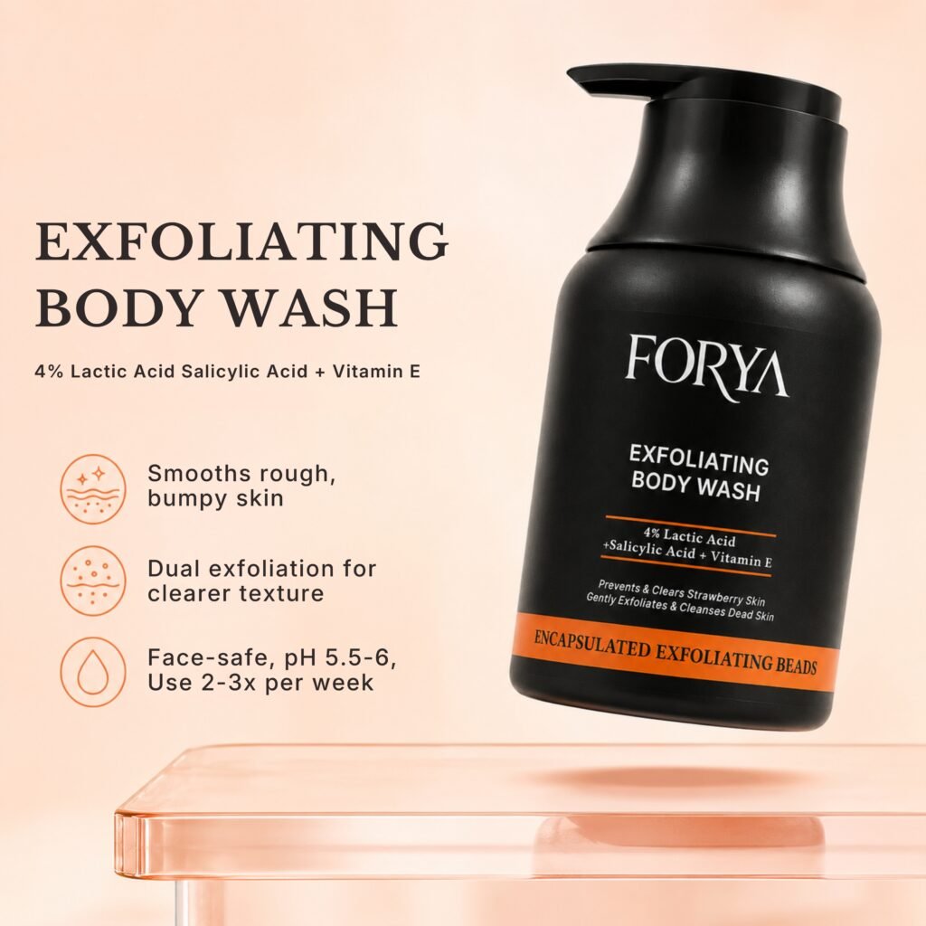 Forya Exfoliating Body Wash with AHA, BHA & Cellulose Beads – 250ml