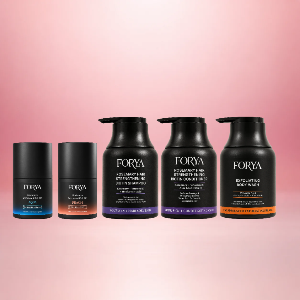 Forya “For You” Ultimate Care Set | Shampoo, Conditioner, Body Wash & 2 Roll-Ons