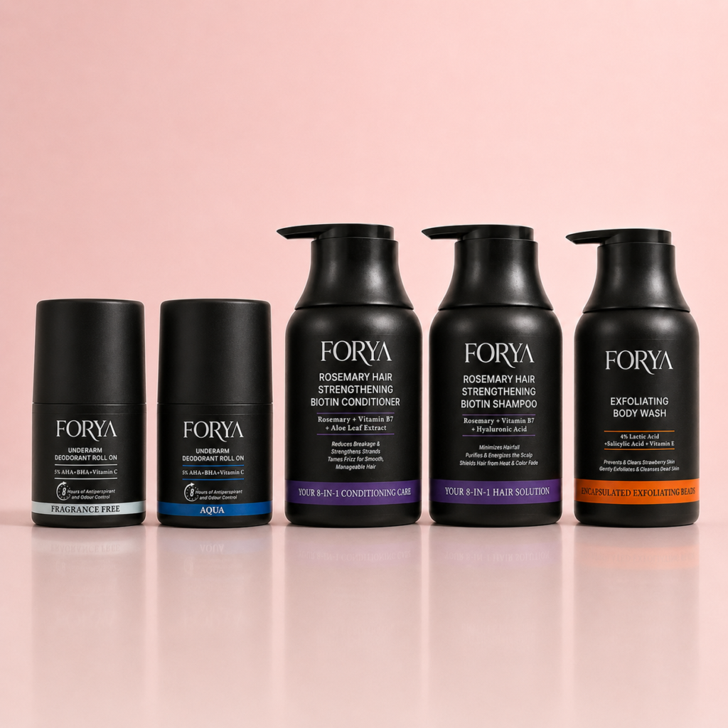 Forya “For You” Ultimate Care Set | Shampoo, Conditioner, Body Wash & 2 Roll-Ons