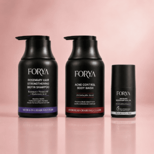 Forya Active Set | Post-Workout Shampoo, Acne Body Wash & FF Roll-On