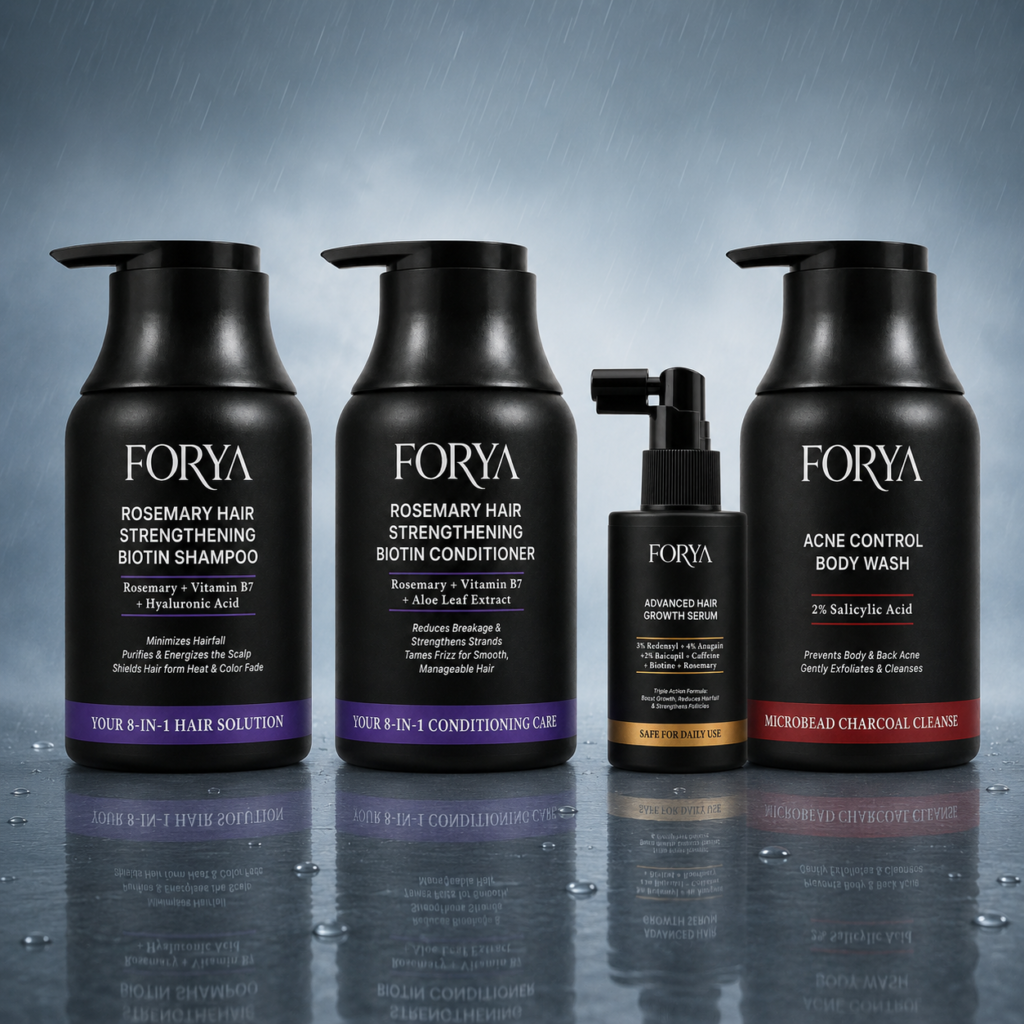 Forya “Complete Monsoon Kit” | Shampoo, Conditioner, Hair Growth Serum & Acne Body Wash