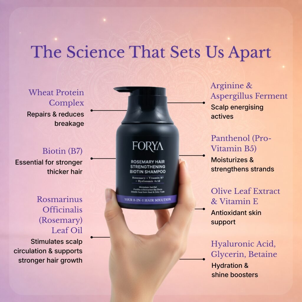 Forya “Pamper Her” Rakhi Gift Set | Rosemary Shampoo, Conditioner & Exfoliating Body Wash